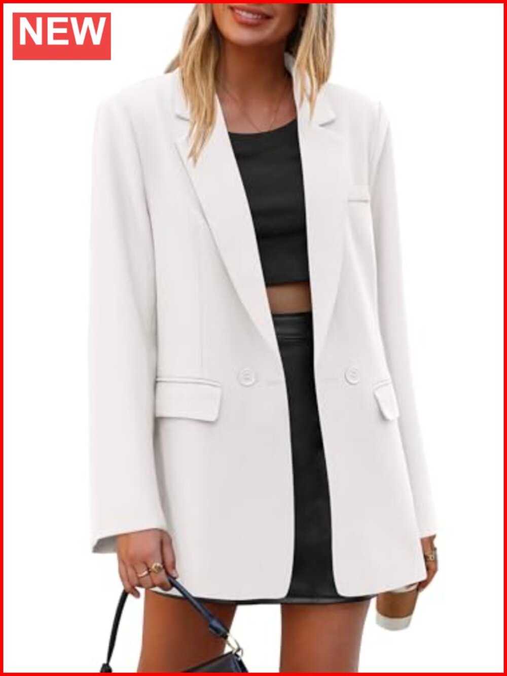 Womens Oversized Double Breasted Blazer Business Casual Loose Fit